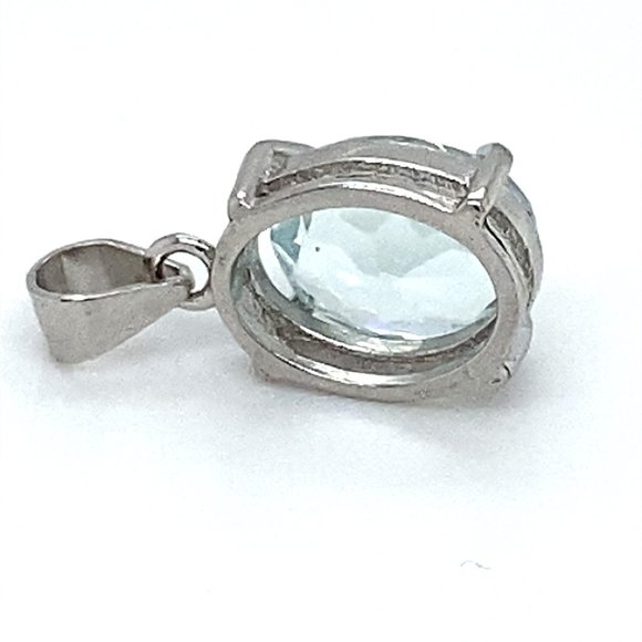Aquamarine 1.40ct White Gold Finish Silver Pendant - Picture 5 of 7